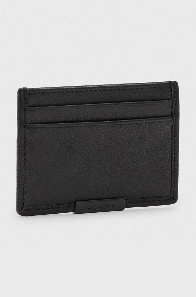 AllSaints carcasa din piele DOVE CARDHOLDER culoarea negru preţ