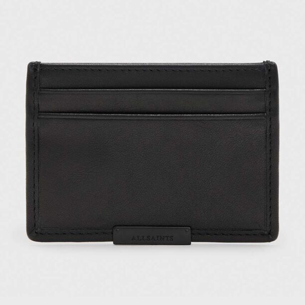 AllSaints carcasa din piele DOVE CARDHOLDER culoarea negru