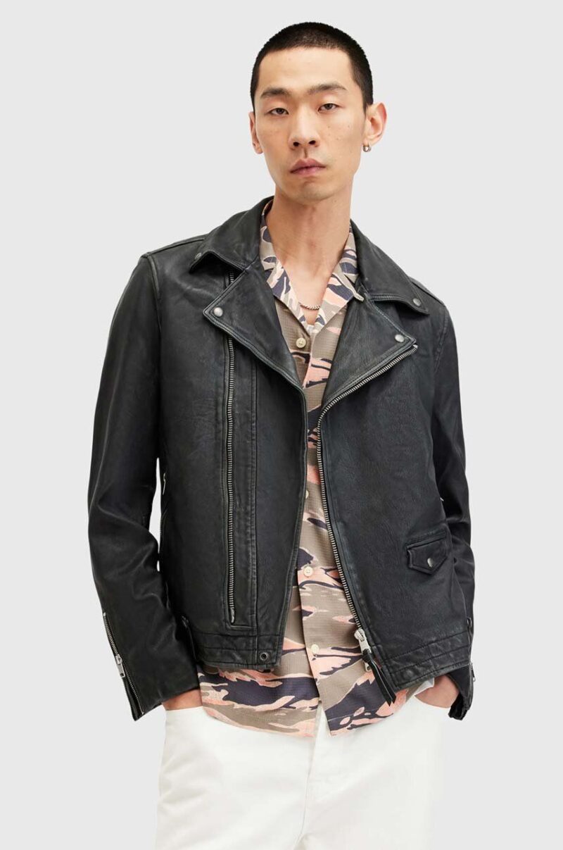 AllSaints geaca de piele ROSSER BIKER barbati