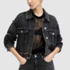 AllSaints geaca jeans CLAUDE FRAY JACKET femei