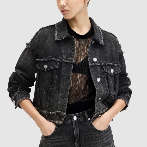 AllSaints geaca jeans CLAUDE FRAY JACKET femei