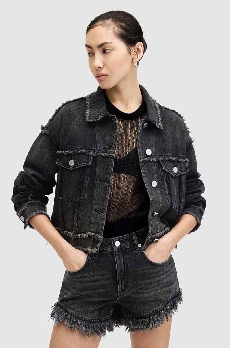 AllSaints geaca jeans CLAUDE FRAY JACKET femei