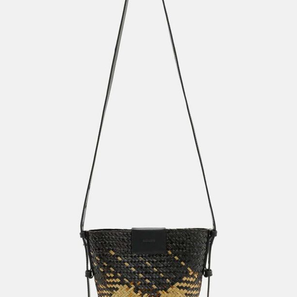 AllSaints poseta EBRO STRAW CROSSBODY culoarea negru