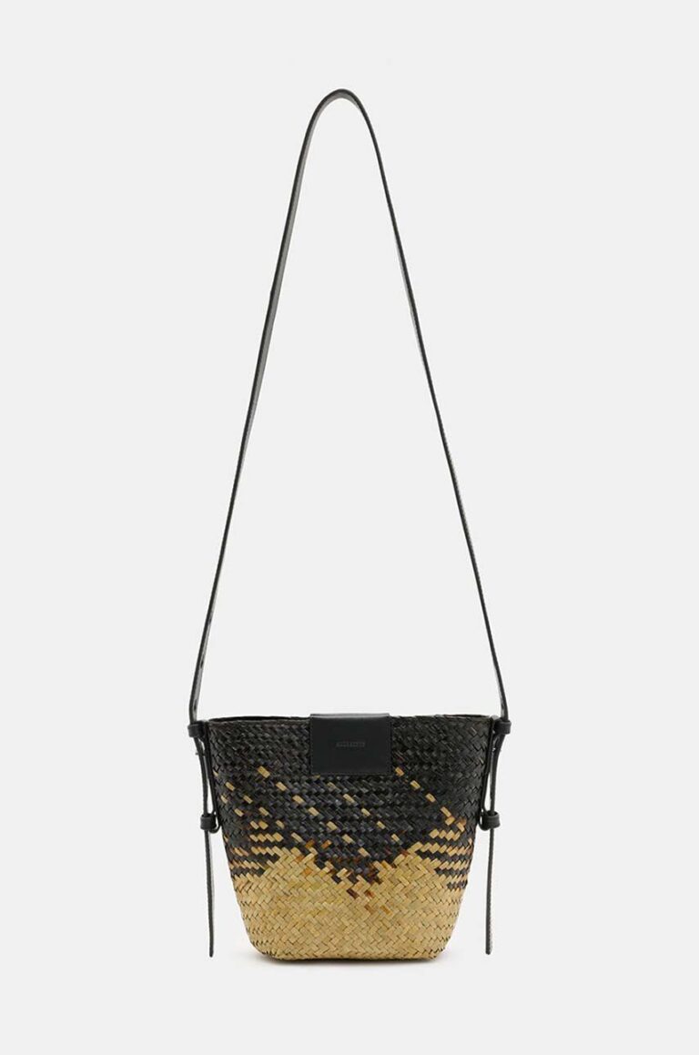 AllSaints poseta EBRO STRAW CROSSBODY culoarea negru