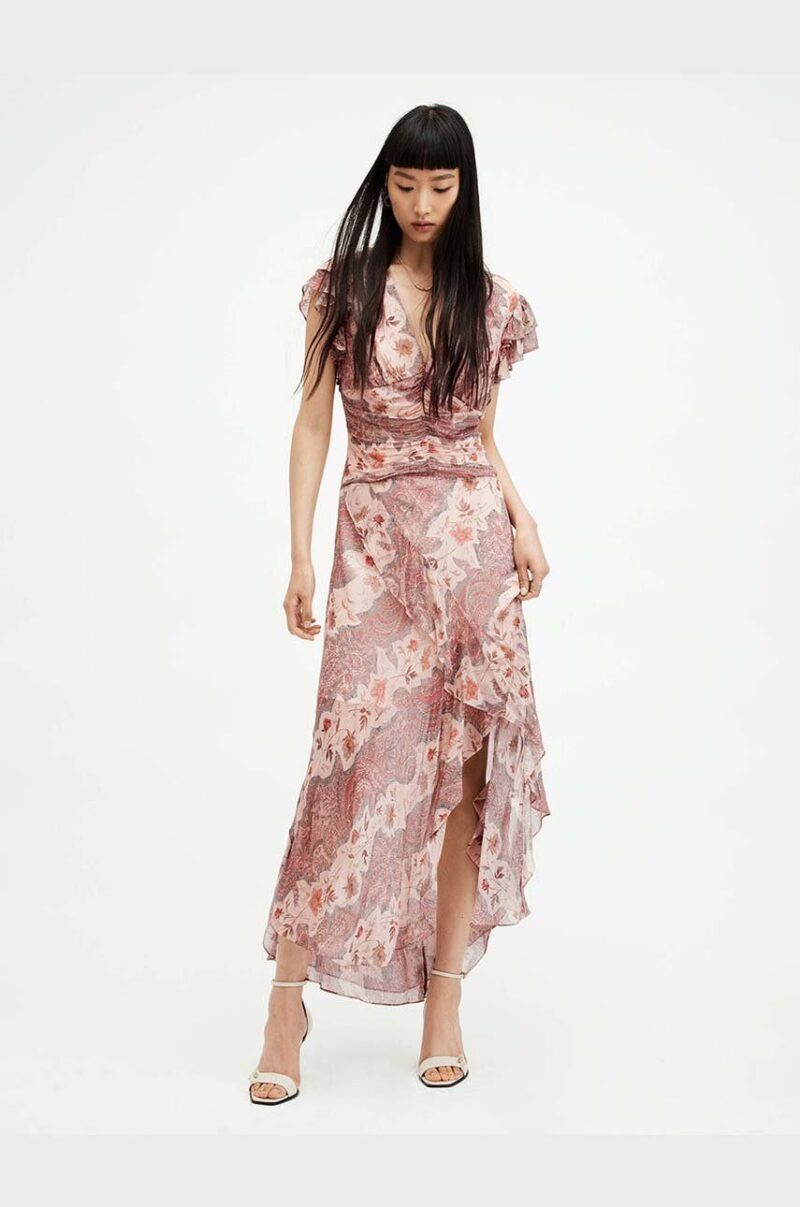 AllSaints rochie BREA CASCADE maxi