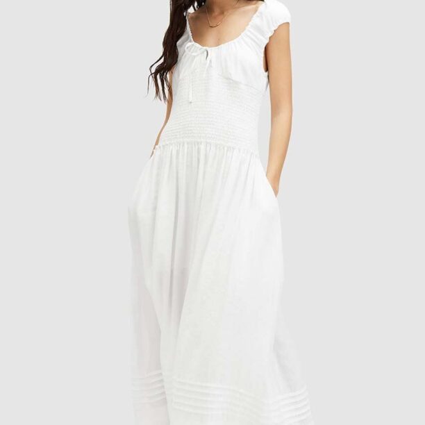 AllSaints rochie ELIZA MAXI DRESS culoarea alb