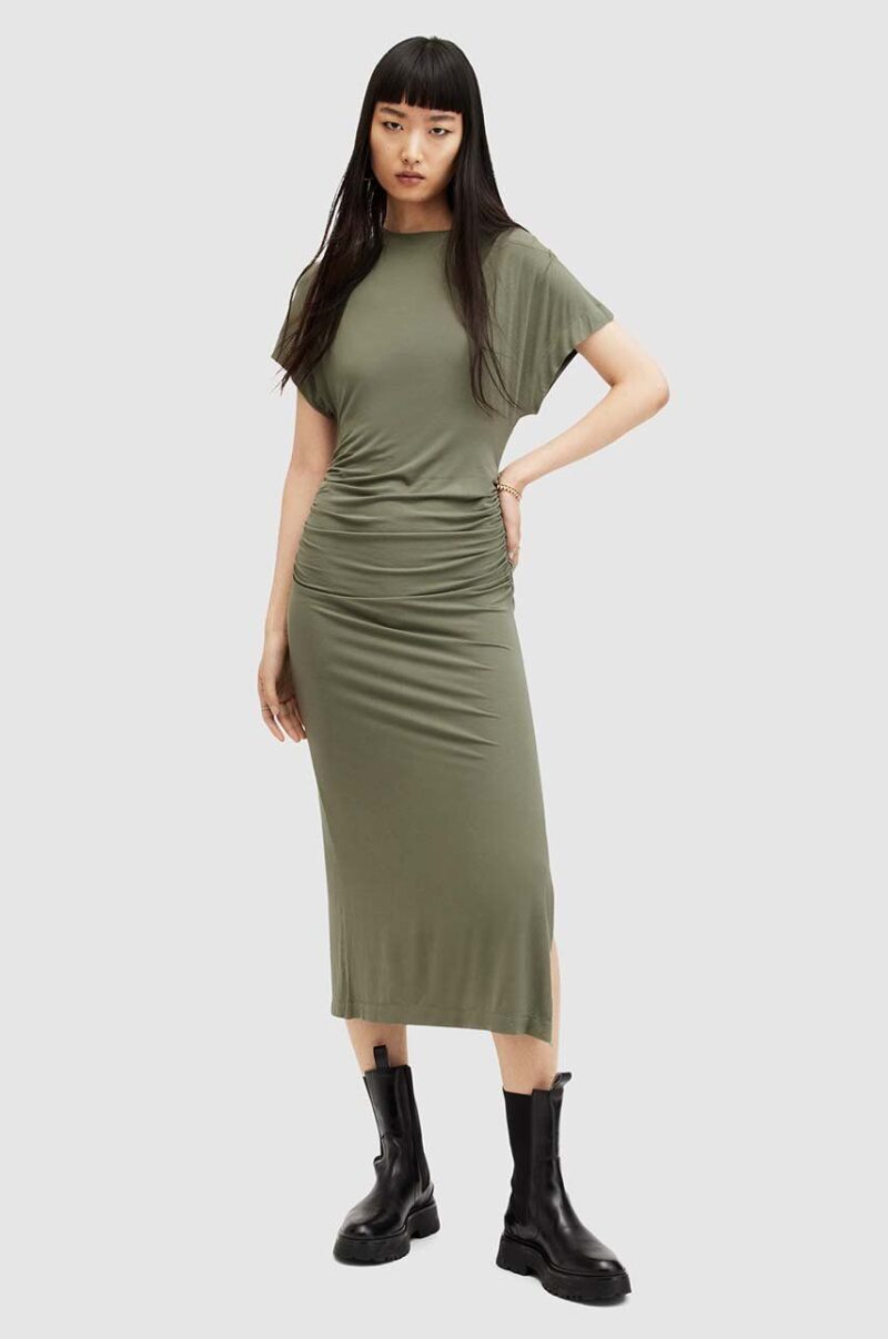 AllSaints rochie NATALIE culoarea verde