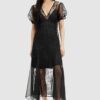 AllSaints rochie RAYNA LACE DRESS culoarea negru