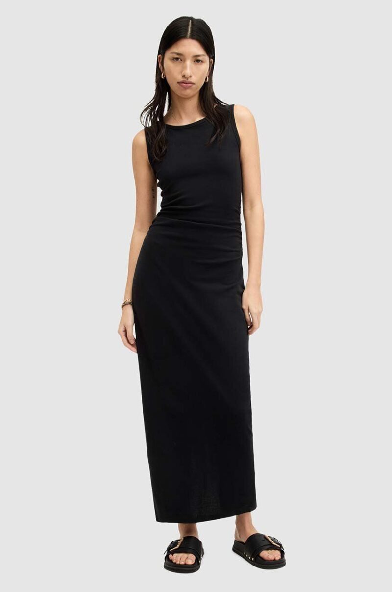 AllSaints rochie din bumbac KATARINA DRESS culoarea negru