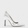 AllSaints stilettos de piele culoarea argintiu