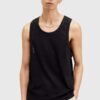 AllSaints top din bumbac KENDRICK VEST culoarea negru