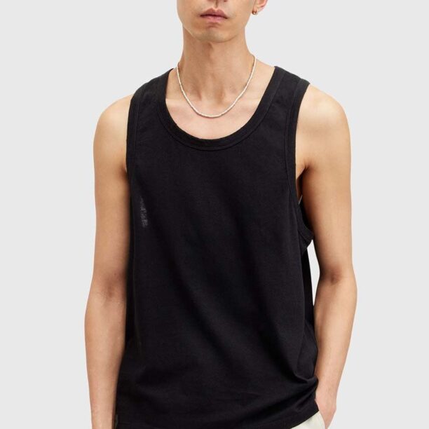 AllSaints top din bumbac KENDRICK VEST culoarea negru