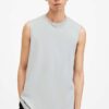 AllSaints top din bumbac REMI SL CREW culoarea gri