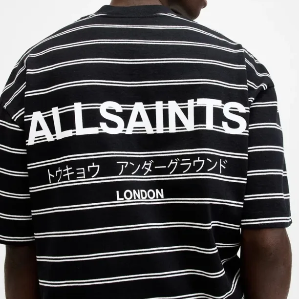 AllSaints tricou din bumbac UNDERGROUND STRIPE S modelator preţ