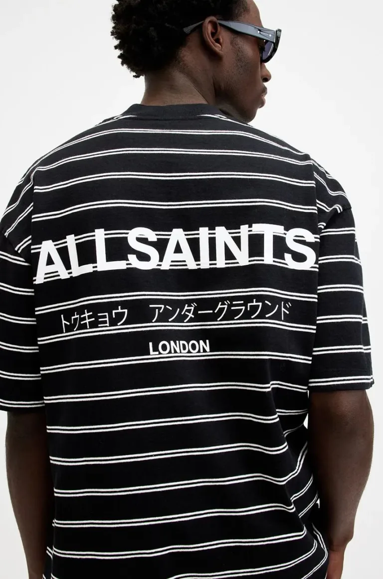 AllSaints tricou din bumbac UNDERGROUND STRIPE S modelator preţ