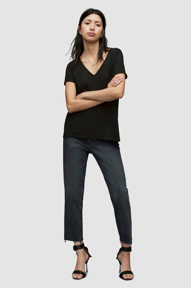 AllSaints tricou din bumbac culoarea negru preţ