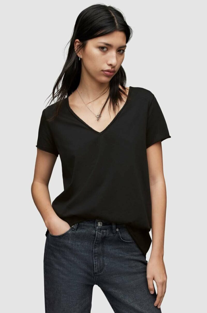 AllSaints tricou din bumbac culoarea negru