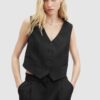 AllSaints vesta NELLIE WAISTCOAT culoarea negru