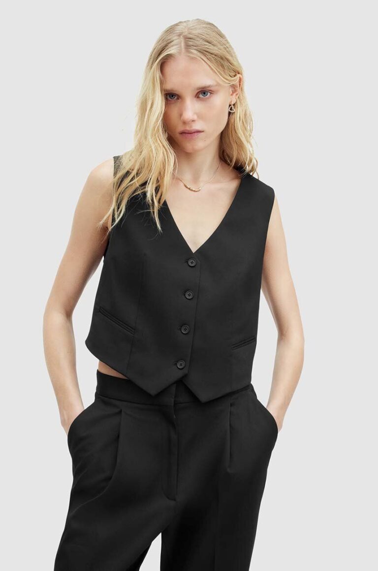 AllSaints vesta NELLIE WAISTCOAT culoarea negru