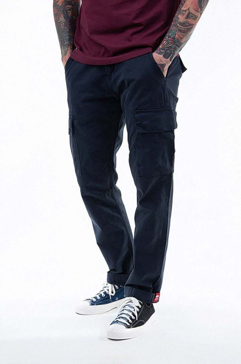 Alpha Industries pantaloni de bumbac Agent culoarea bleumarin