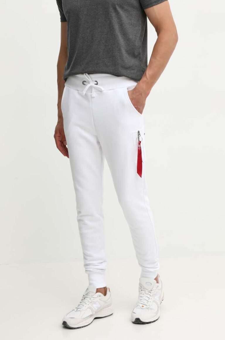 Alpha Industries pantaloni de trening culoarea alb