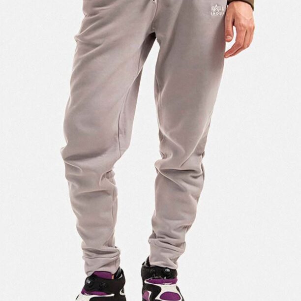 Alpha Industries pantaloni de trening din bumbac culoarea gri