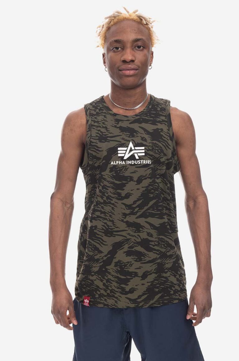 Alpha Industries tricou din bumbac Alpha Industries Basic Tank Camo 126566C 634 culoarea verde 126566C.634-green