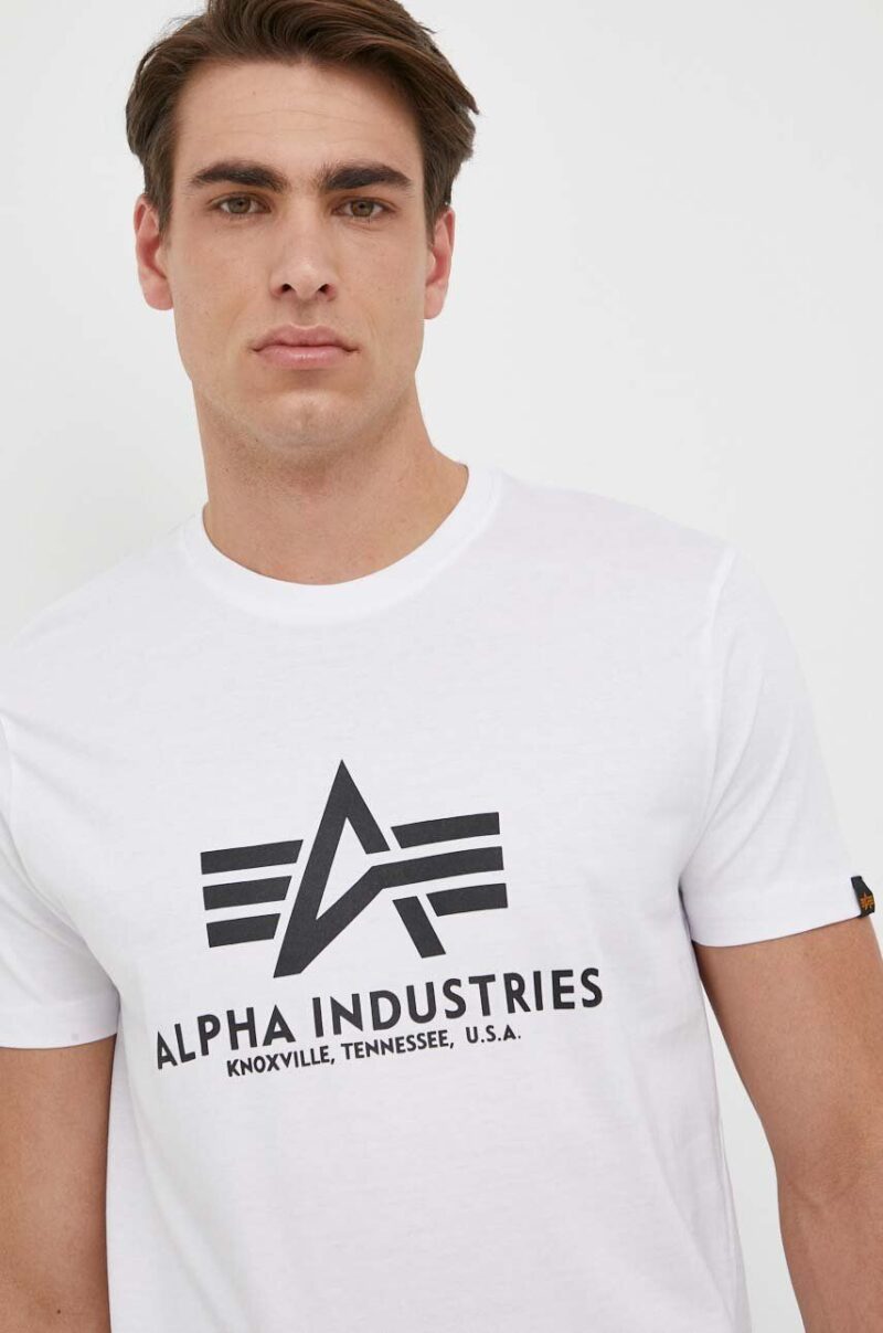 Alpha Industries tricou din bumbac Basic T-Shirt culoarea alb