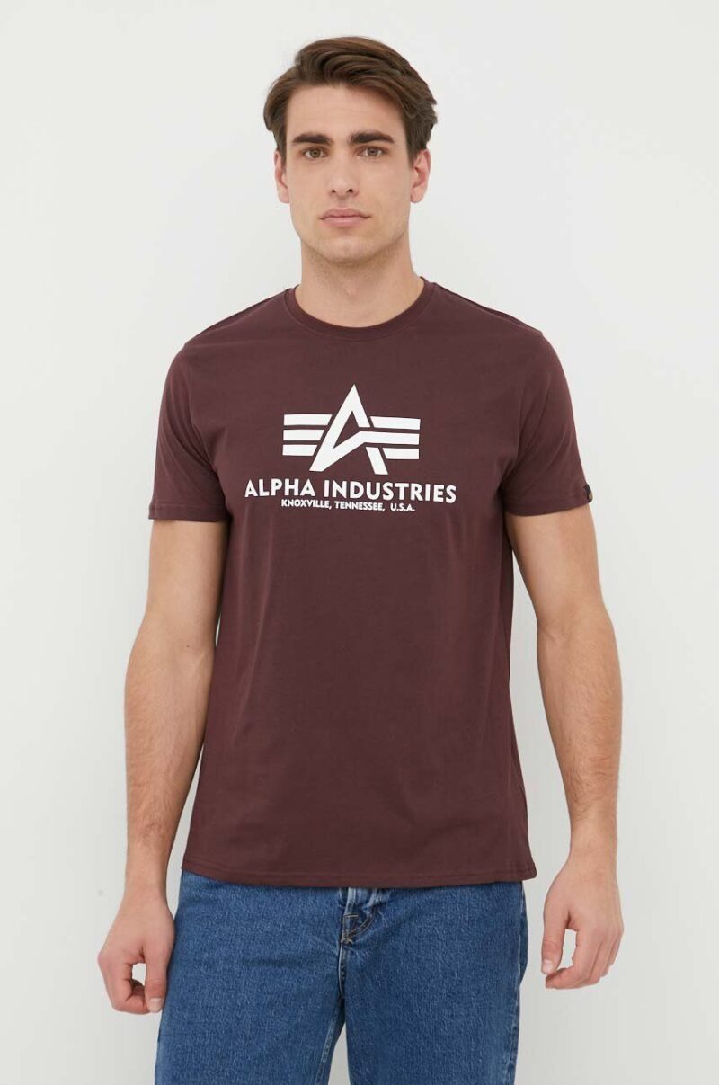 Alpha Industries tricou din bumbac Basic T-Shirt culoarea bordo