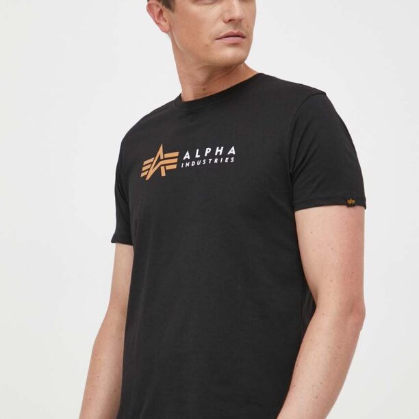 Alpha Industries tricou din bumbac Koszulka Alpha Industries Alpha Label T 118502 03 culoarea negru