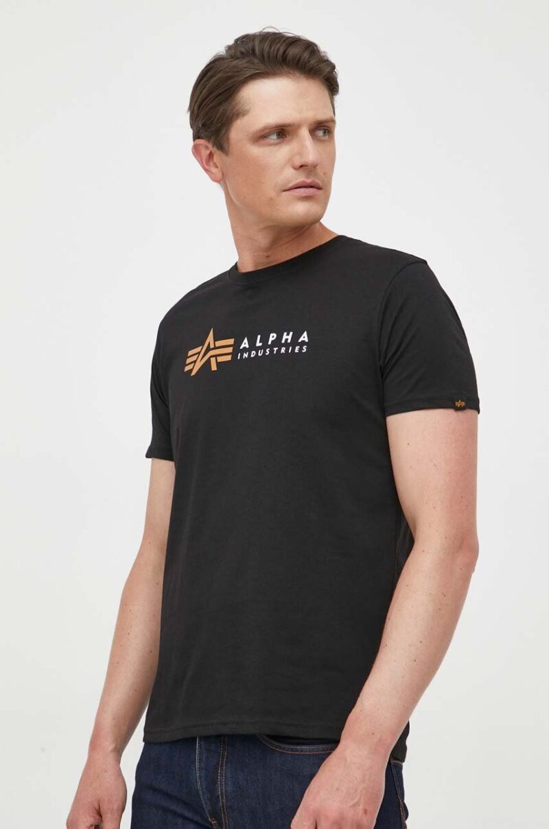 Alpha Industries tricou din bumbac Koszulka Alpha Industries Alpha Label T 118502 03 culoarea negru