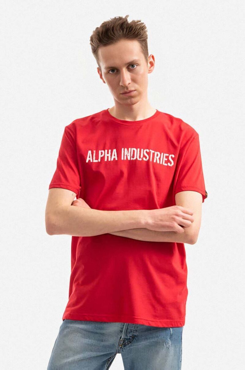 Alpha Industries tricou din bumbac culoarea roșu