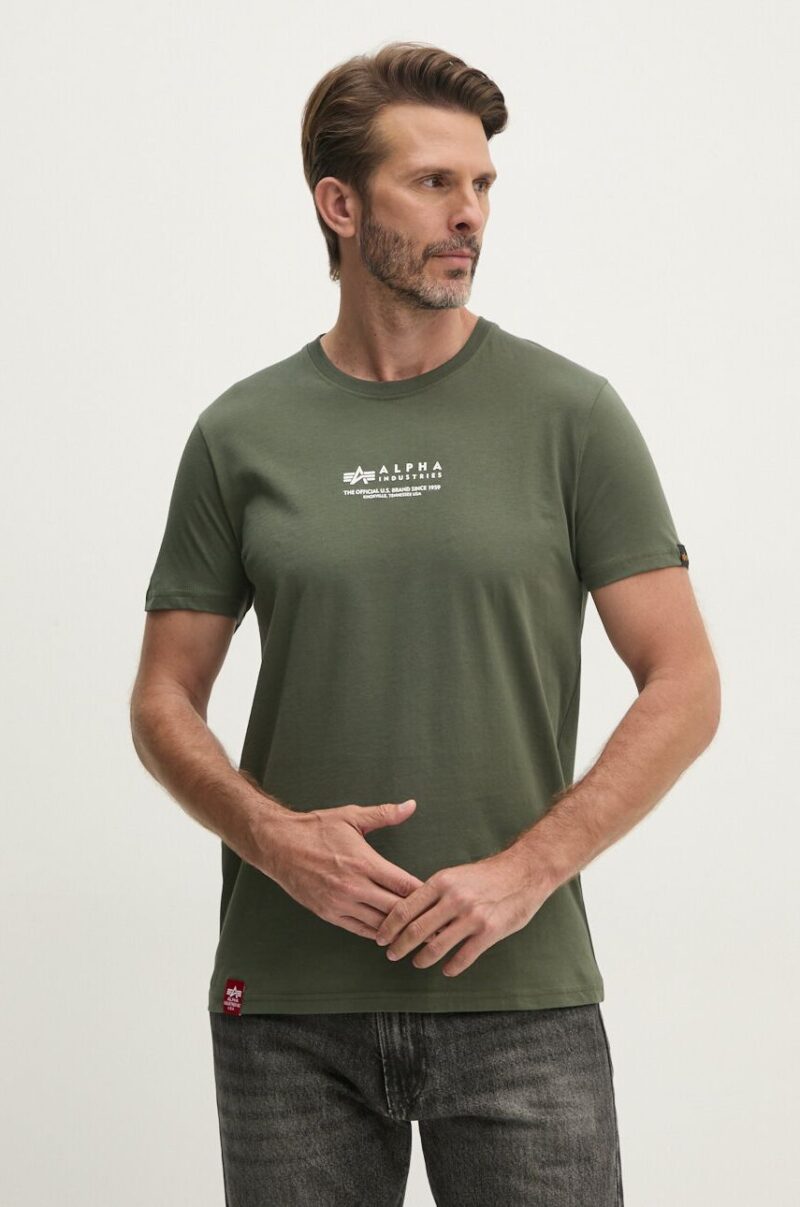 Alpha Industries tricou din bumbac culoarea verde