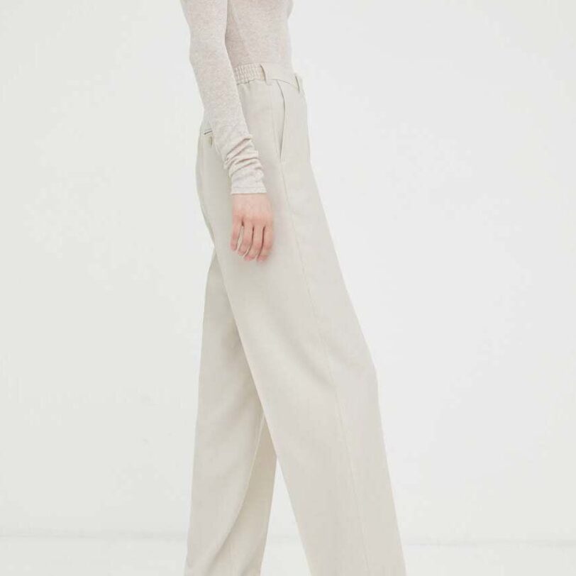 American Vintage pantaloni de lana culoarea bej