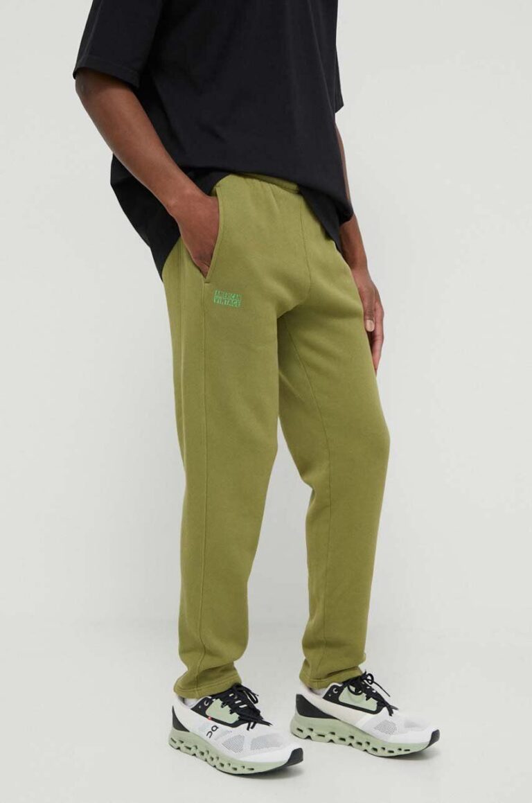 American Vintage pantaloni de trening culoarea verde