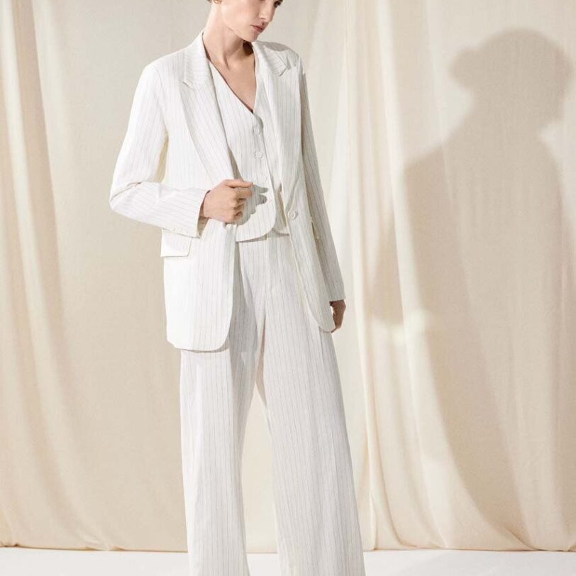 Answear Lab blazer din amestec de in culoarea alb