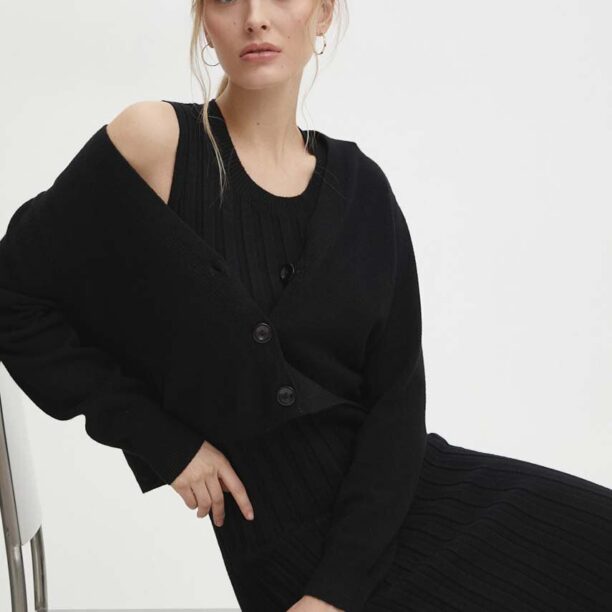 Answear Lab rochie și cardigan culoarea negru