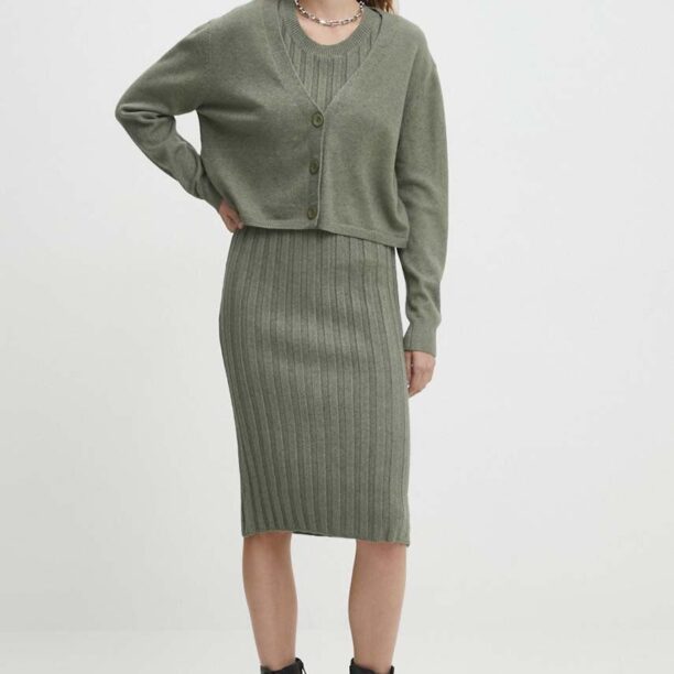 Answear Lab rochie și cardigan culoarea verde