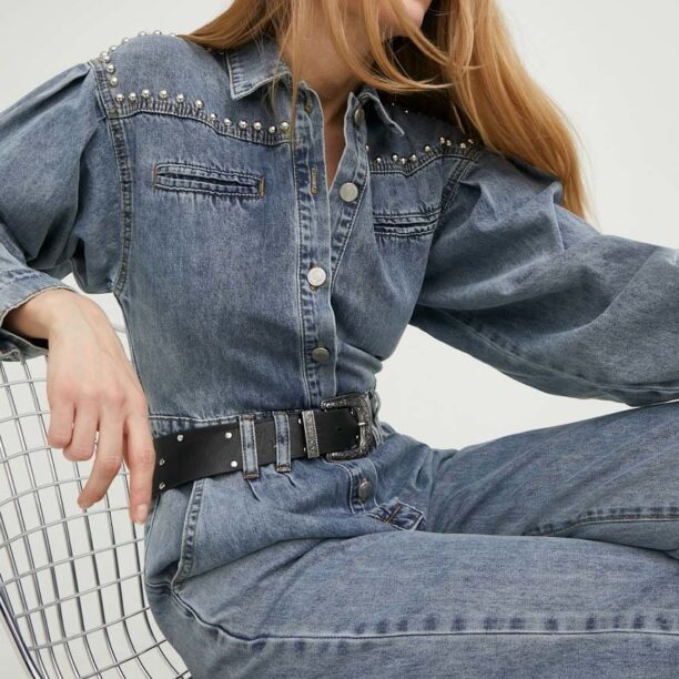 Answear Lab salopeta jeans x colecția limitată SISTERHOOD cu guler