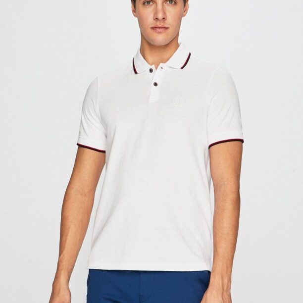 Armani Exchange Polo de bumbac culoarea alb