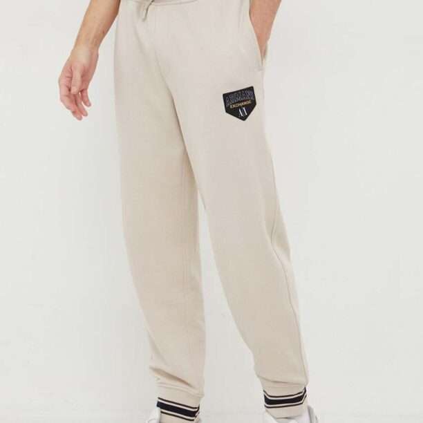 Armani Exchange pantaloni de trening culoarea maro