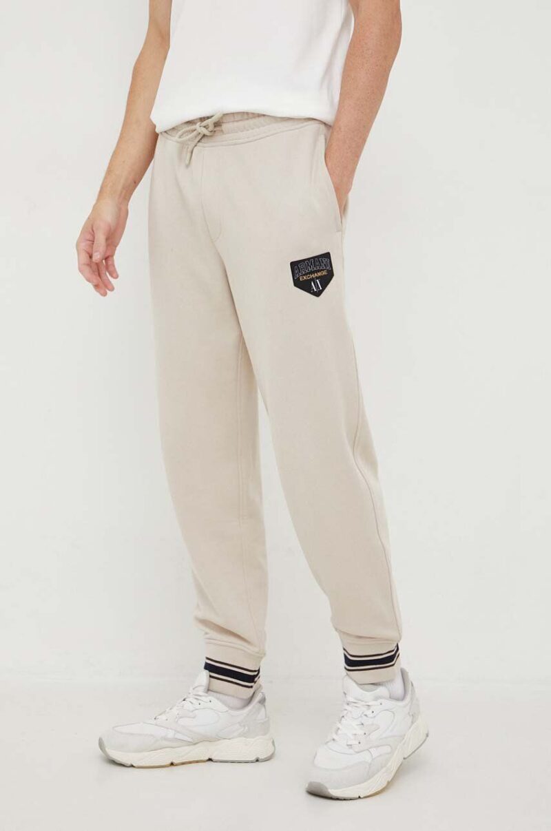 Armani Exchange pantaloni de trening culoarea maro