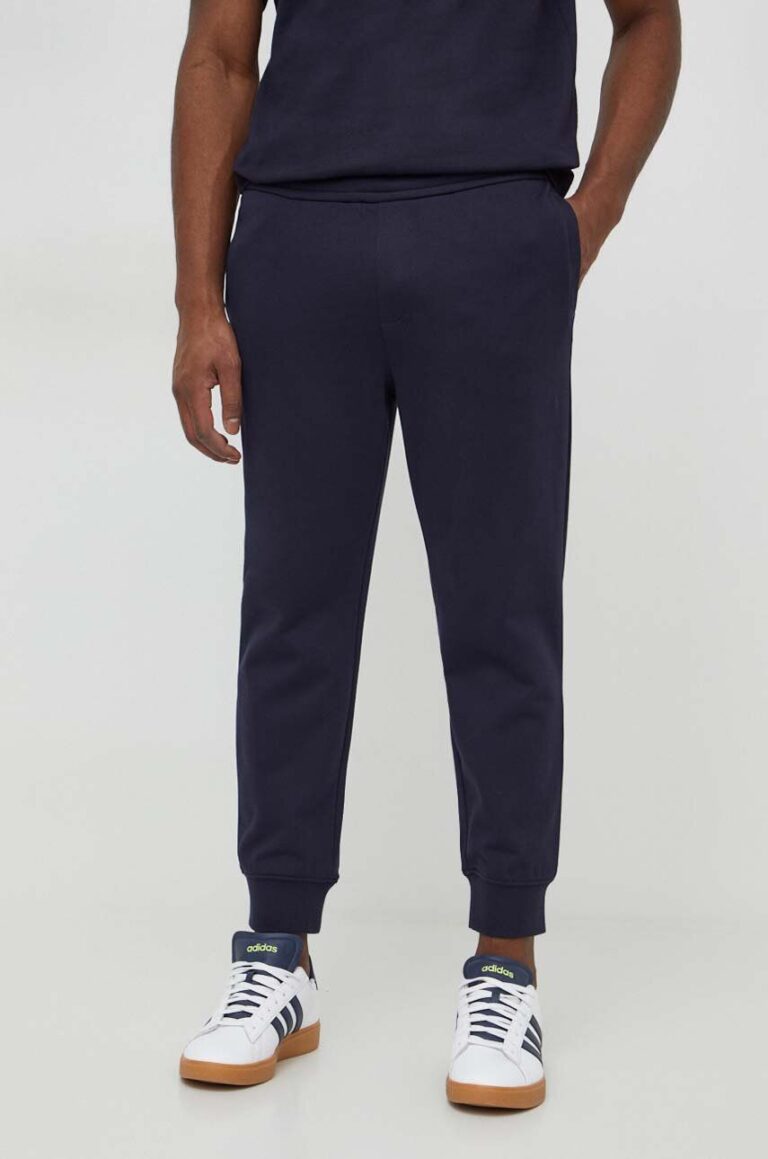 Armani Exchange pantaloni de trening din bumbac culoarea albastru marin