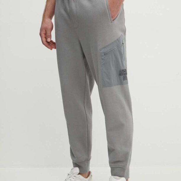 Armani Exchange pantaloni de trening din bumbac culoarea gri