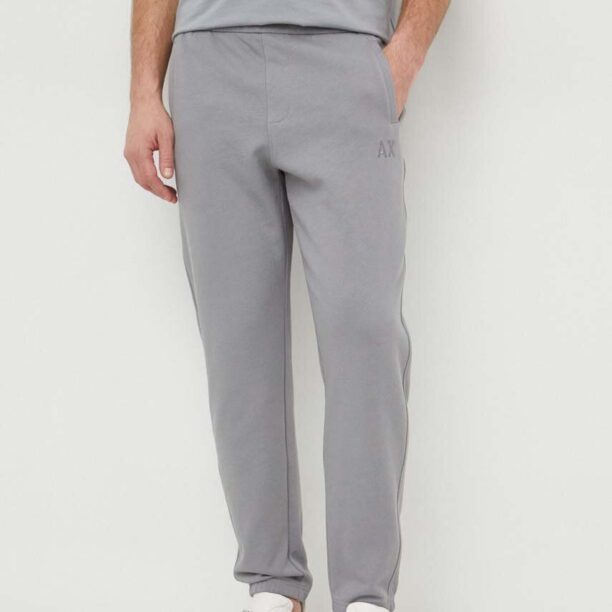 Armani Exchange pantaloni de trening din bumbac culoarea gri