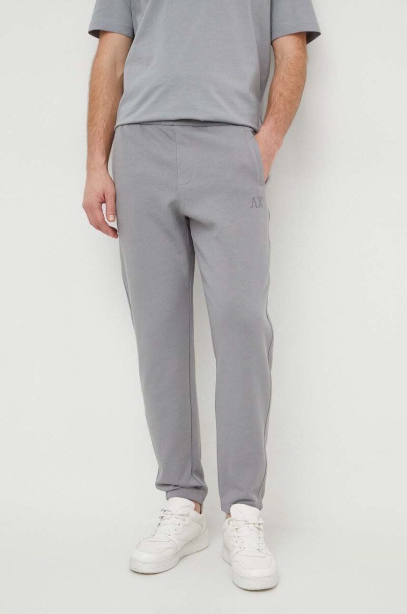 Armani Exchange pantaloni de trening din bumbac culoarea gri