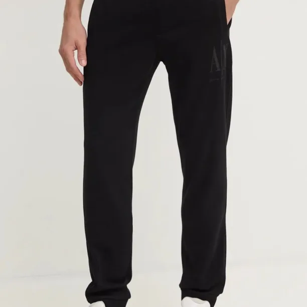 Armani Exchange pantaloni de trening din bumbac culoarea negru