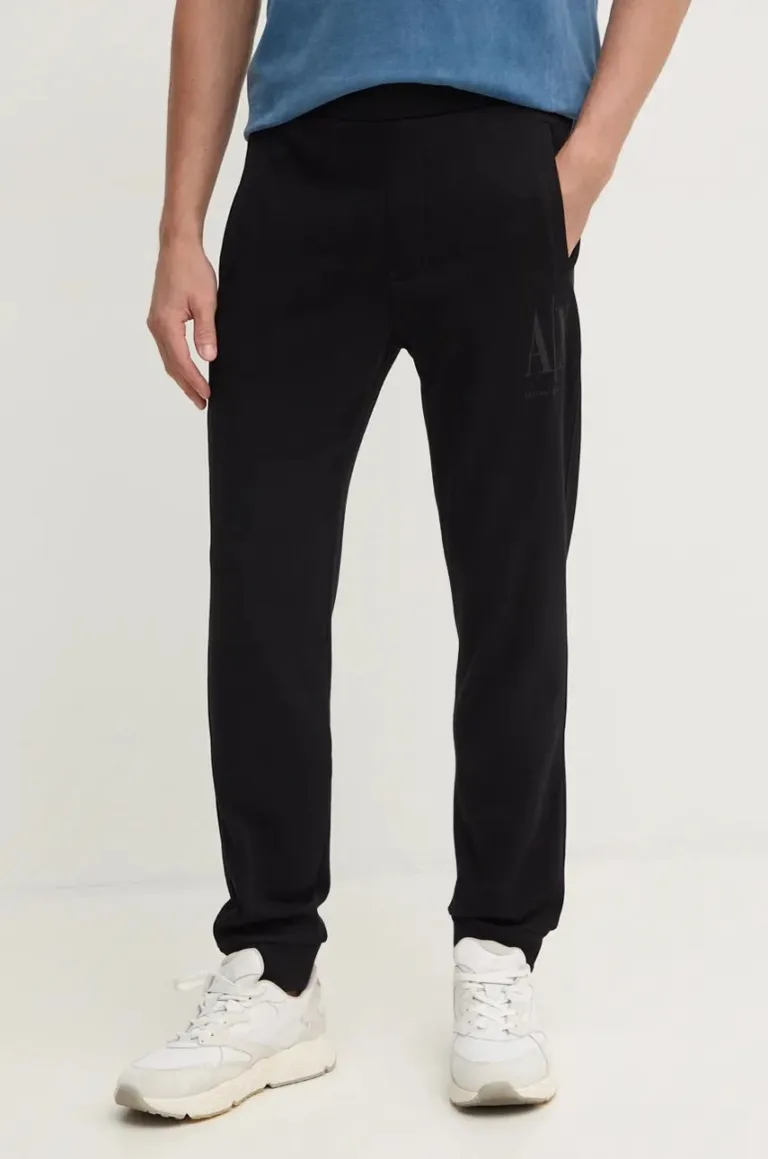 Armani Exchange pantaloni de trening din bumbac culoarea negru