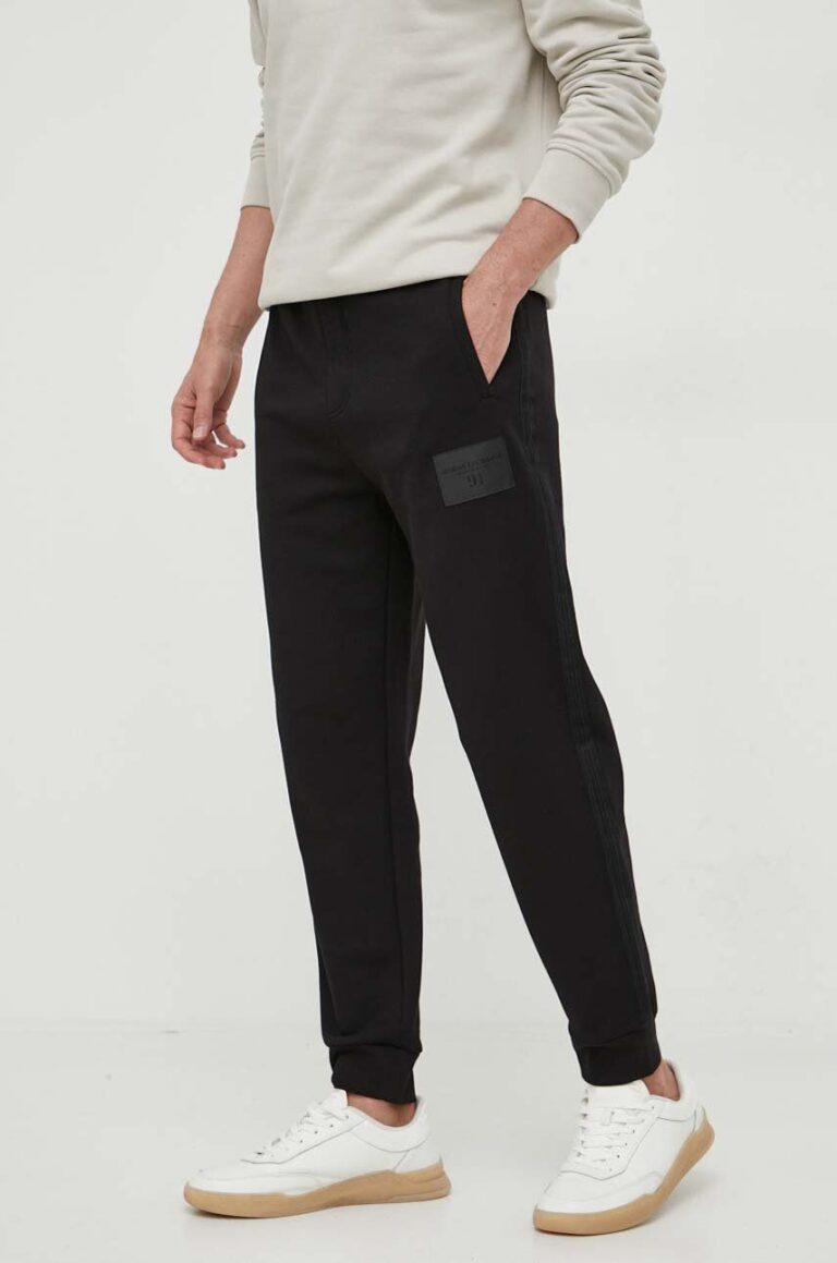 Armani Exchange pantaloni de trening din bumbac culoarea negru