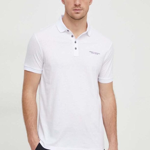 Armani Exchange polo de bumbac culoarea negru